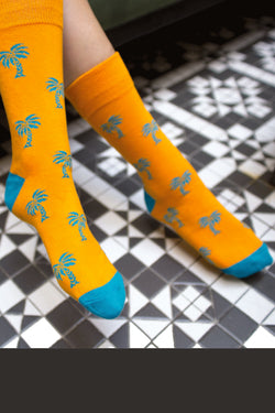 Drake & Hutch Orange/Teal 'Life's A Beach' Unisex Crew Socks thumbnail 4
