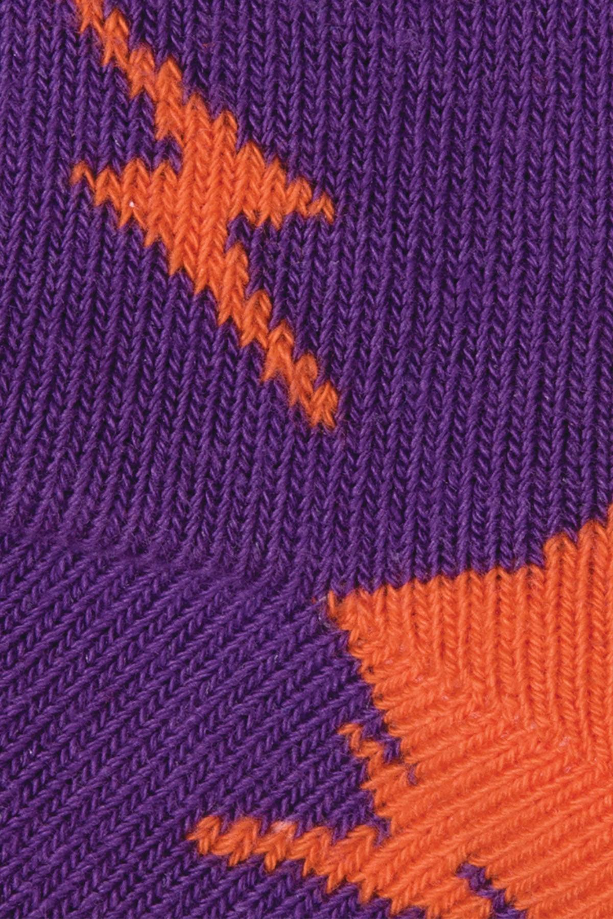 Drake & Hutch Purple/Orange Lightning Bolt Crew Socks