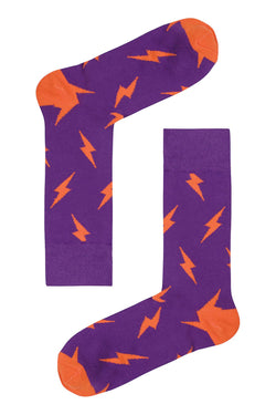 Drake & Hutch Purple/Orange Lightning Bolt Crew Socks thumbnail 1
