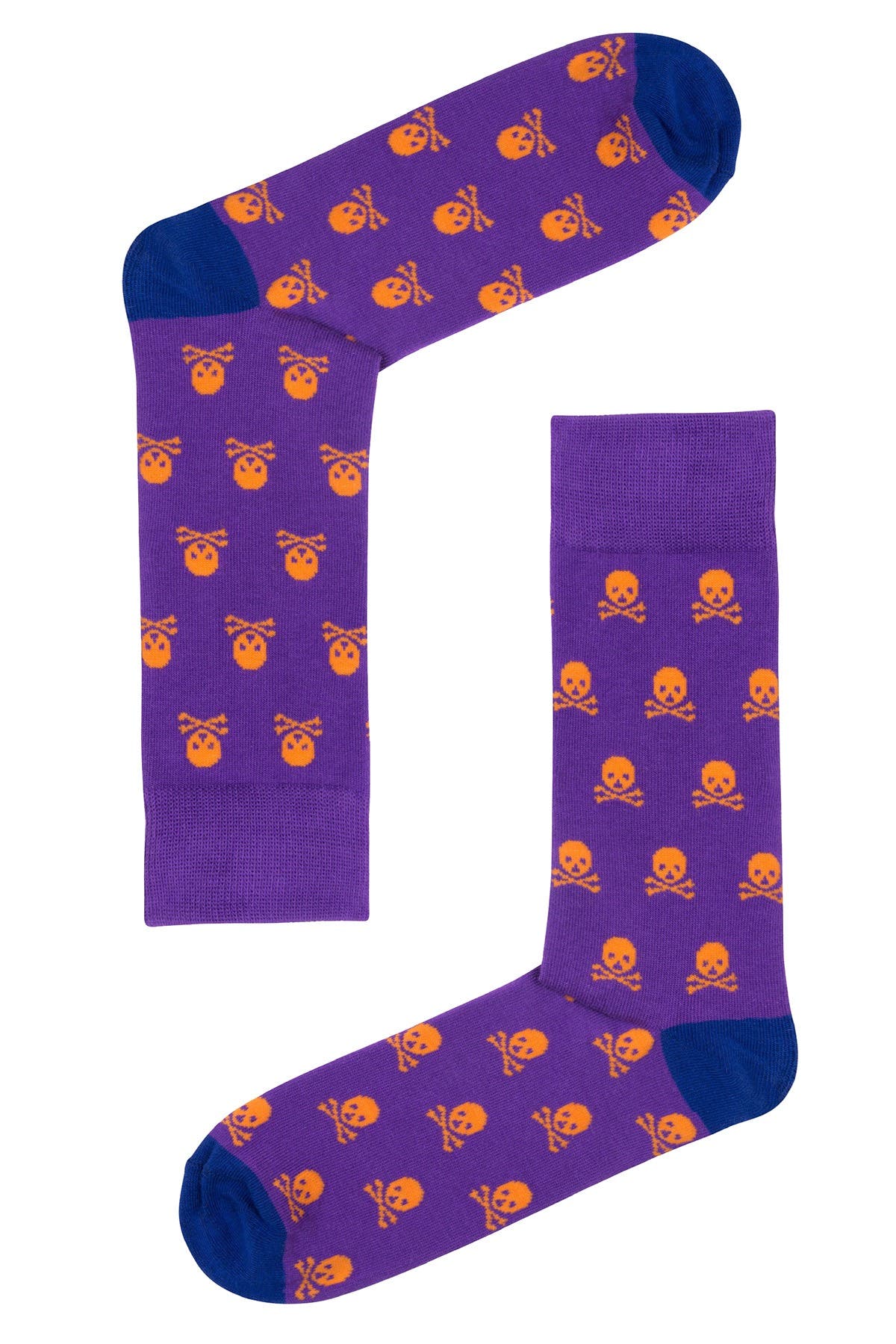 Drake & Hutch Purple/Orange 'Skull n Bones' Unisex Crew Socks