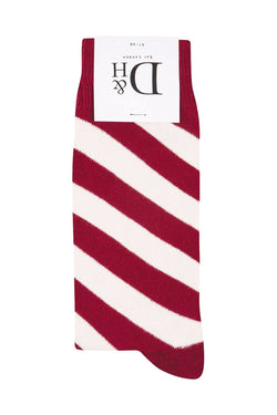 Drake & Hutch Red 'Barber Stripe' Crew Socks thumbnail 2