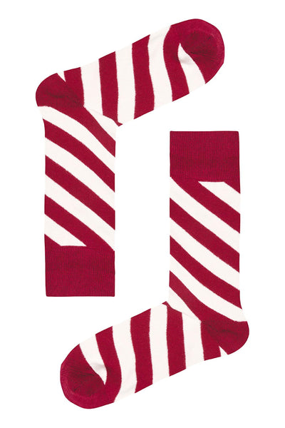 Drake & Hutch Red 'Barber Stripe' Crew Socks