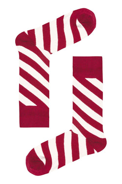 Drake & Hutch Red 'Barber Stripe' Crew Socks thumbnail 1