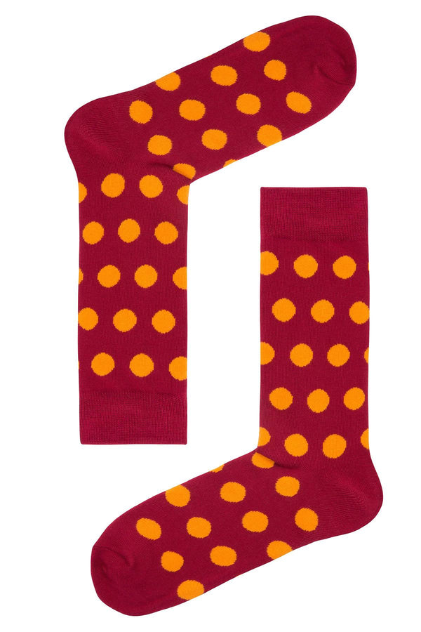 Drake & Hutch Red/Orange Polka Unisex Crew Socks