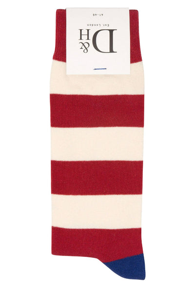 Drake & Hutch Red/White Candy Stripe Unisex Crew Socks