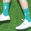 Drake & Hutch Teal/Ivory 'Football Crazy' Crew Socks