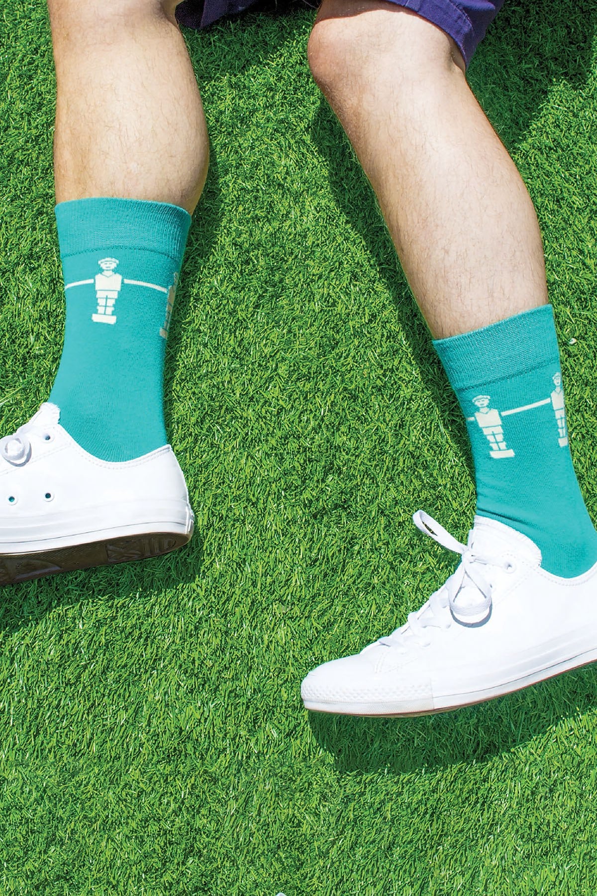 Drake & Hutch Teal/Ivory 'Football Crazy' Crew Socks