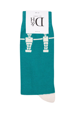 Drake & Hutch Teal/Ivory 'Football Crazy' Crew Socks thumbnail 2