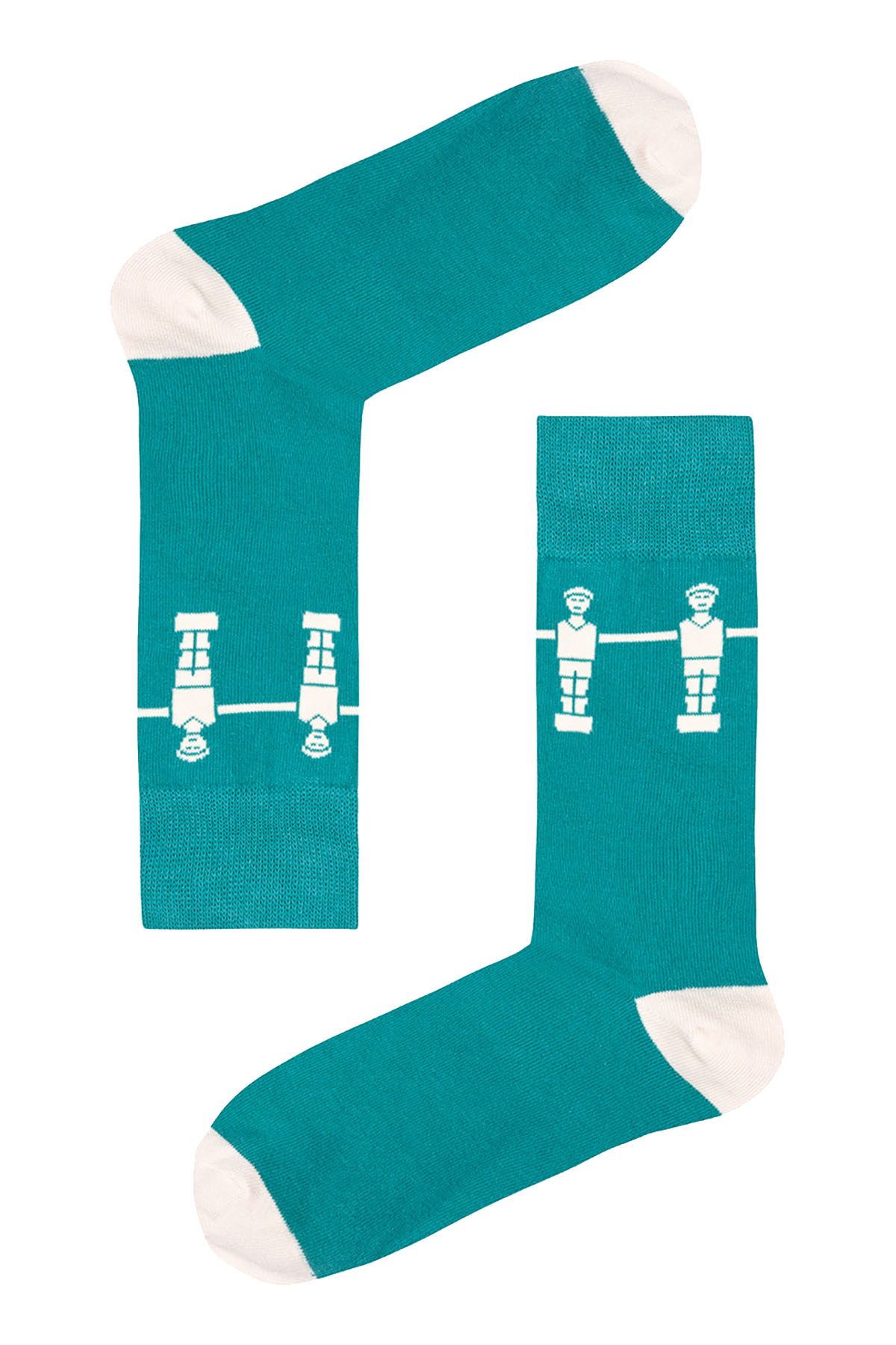 Drake & Hutch Teal/Ivory 'Football Crazy' Crew Socks