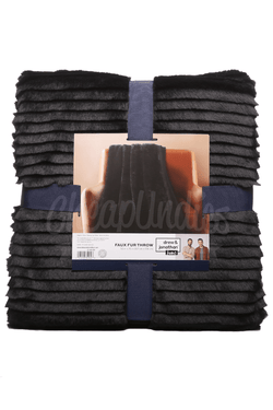 Drew & Jonathan Home Faux Fur Solid Throw 50" X 70" Black thumbnail 1