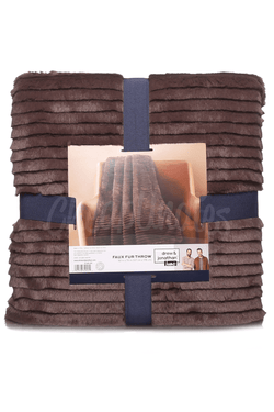 Drew & Jonathan Home Faux Fur Solid Throw, 50" X 70" Brown thumbnail 1