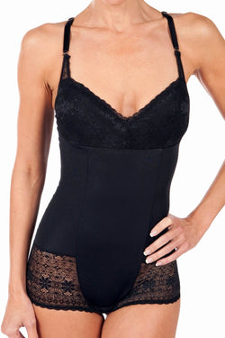 DuMi Shapewear Black Convertible-Strap Lacy Bodysuit thumbnail 1