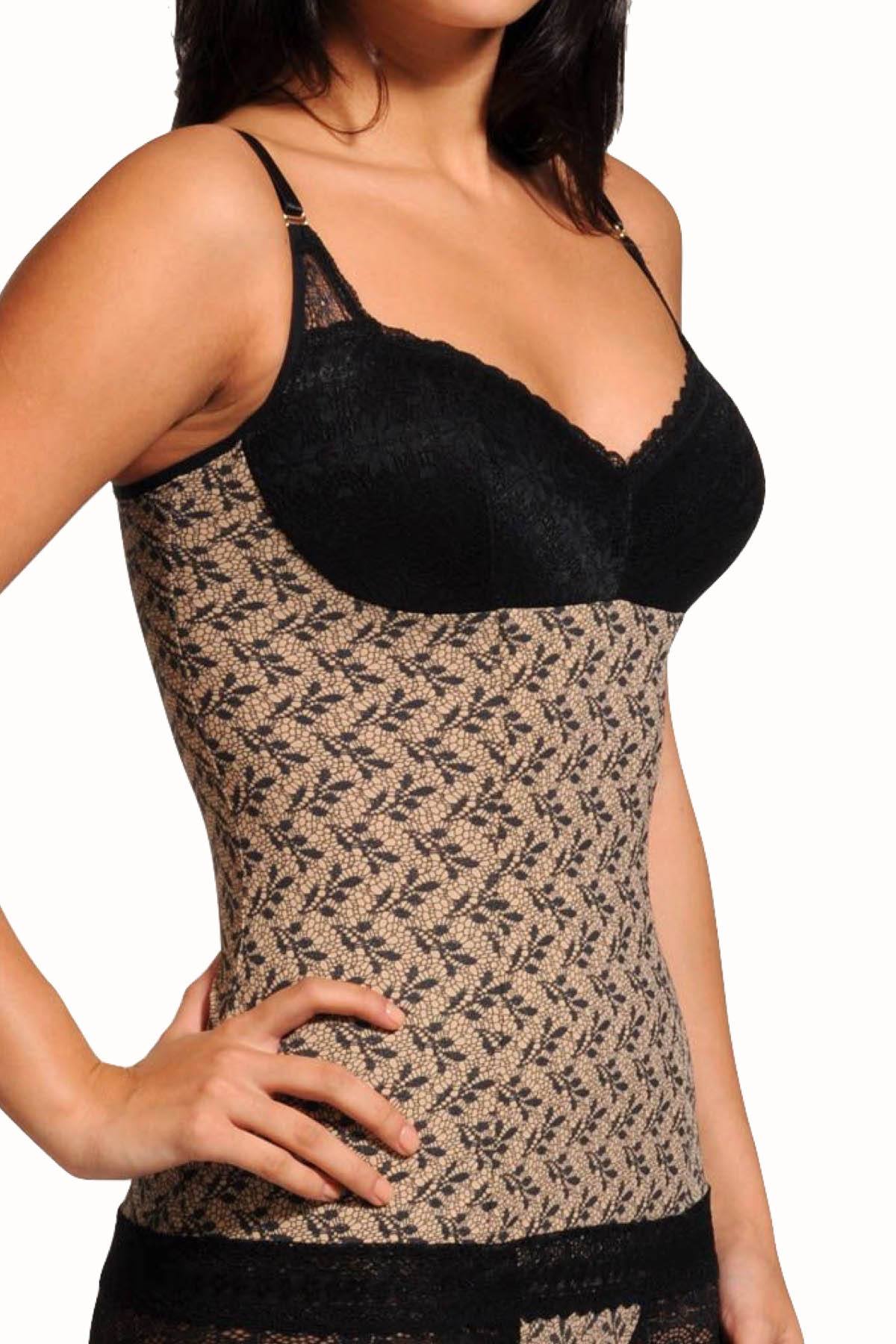 DuMi Shapewear Lace-Print Light-Control Long-Torso Contouring Balconette Bra Camisole