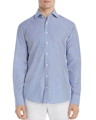 Dylan Gray Bengal Striped Classic Fit Shirt White Blue