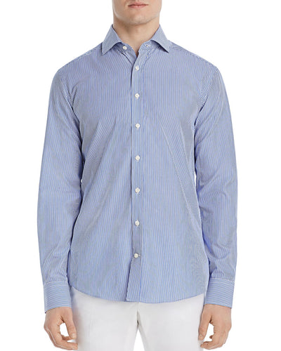 Dylan Gray Bengal Striped Classic Fit Shirt White Blue