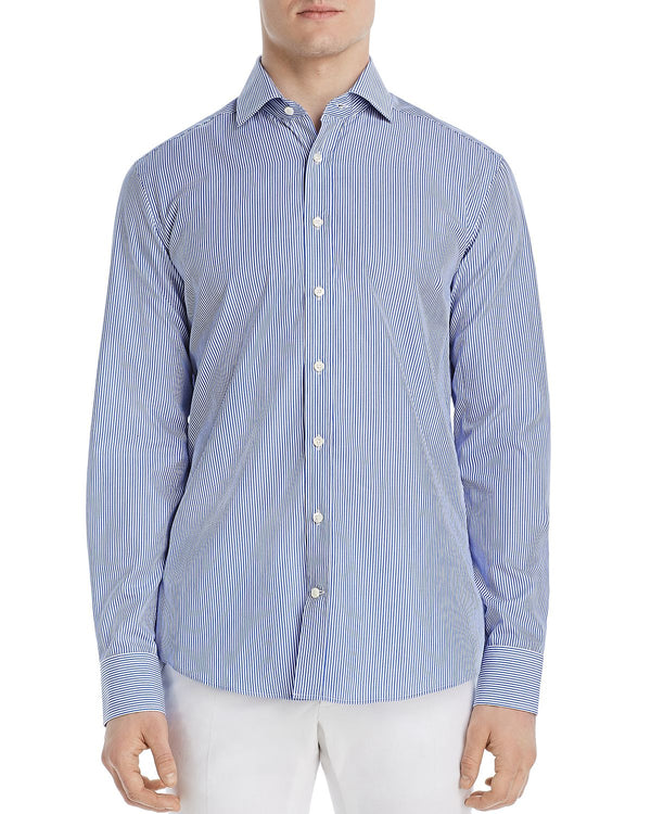 Dylan Gray Bengal Striped Classic Fit Shirt White Blue