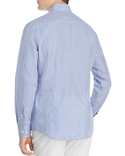 Dylan Gray Bengal Striped Classic Fit Shirt White Blue