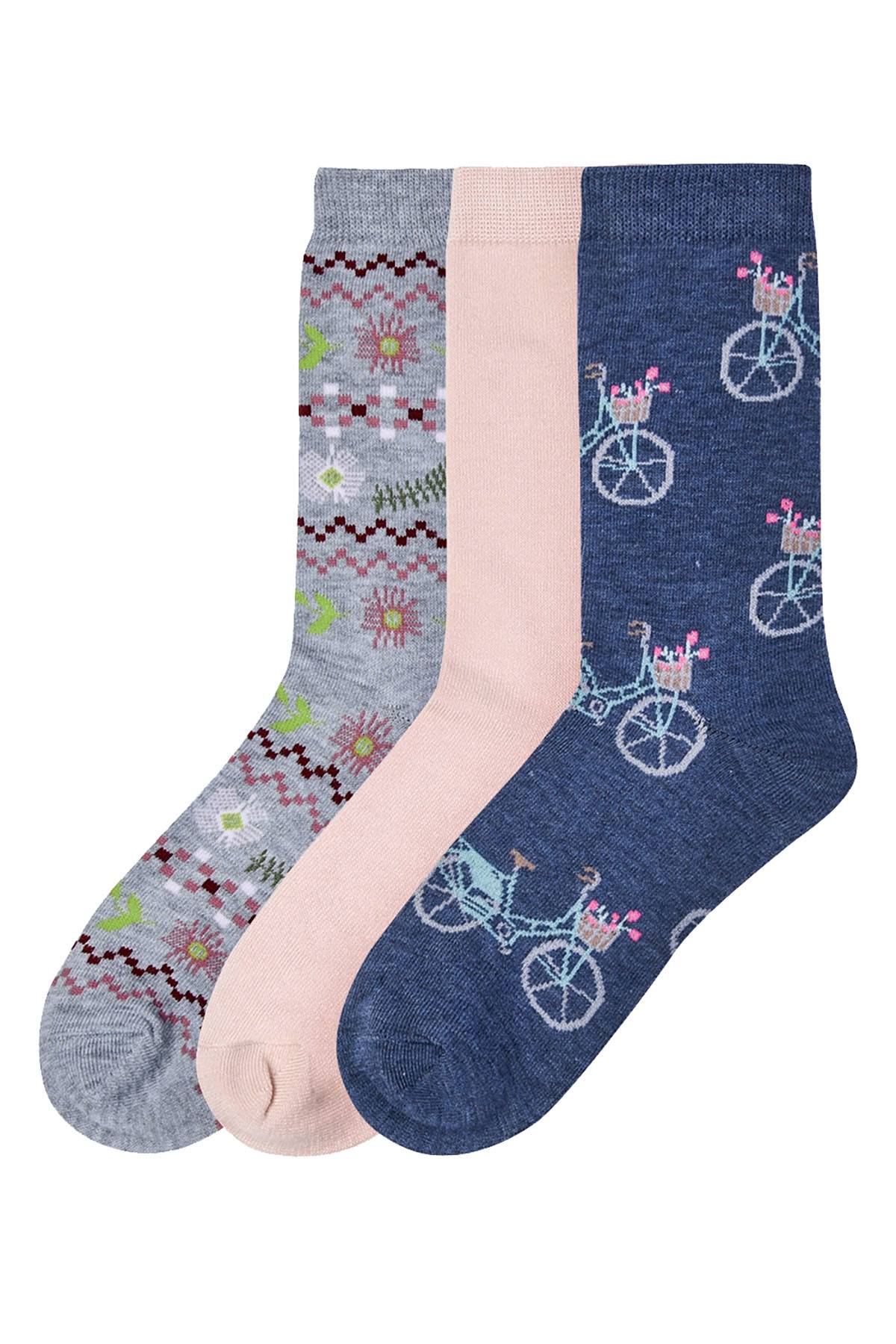 ET TU Bicycle/Aztec Print Crew Sock 3-Pack