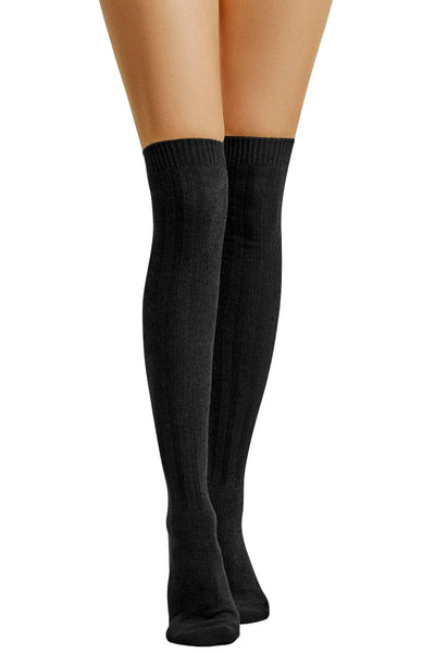 ET TU Black Cable Over The Knee Socks