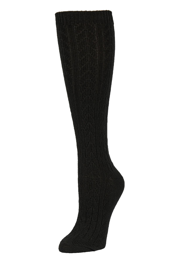 ET TU Black Chevron Textured Knee High Socks