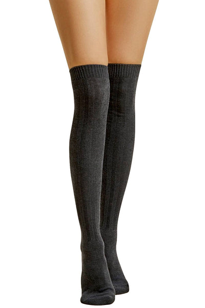 ET TU Charcoal Cable Over The Knee Socks
