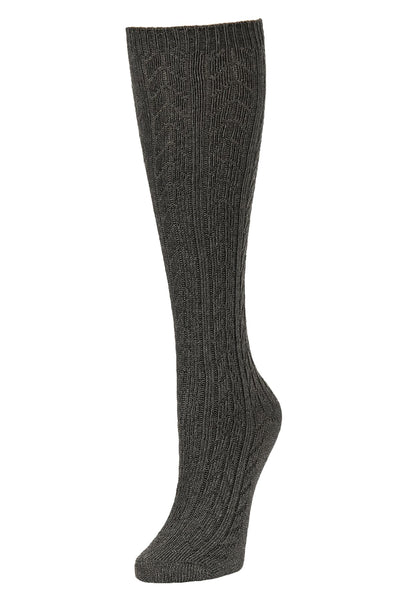 ET TU Charcoal Chevron Textured Knee High Socks