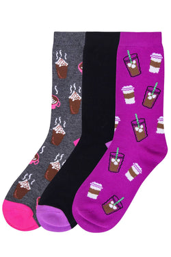 ET TU Coffee Print Crew Sock 3-Pack thumbnail 1