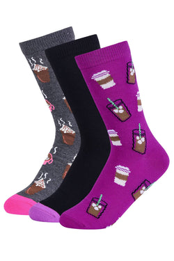 ET TU Coffee Print Crew Sock 3-Pack thumbnail 2