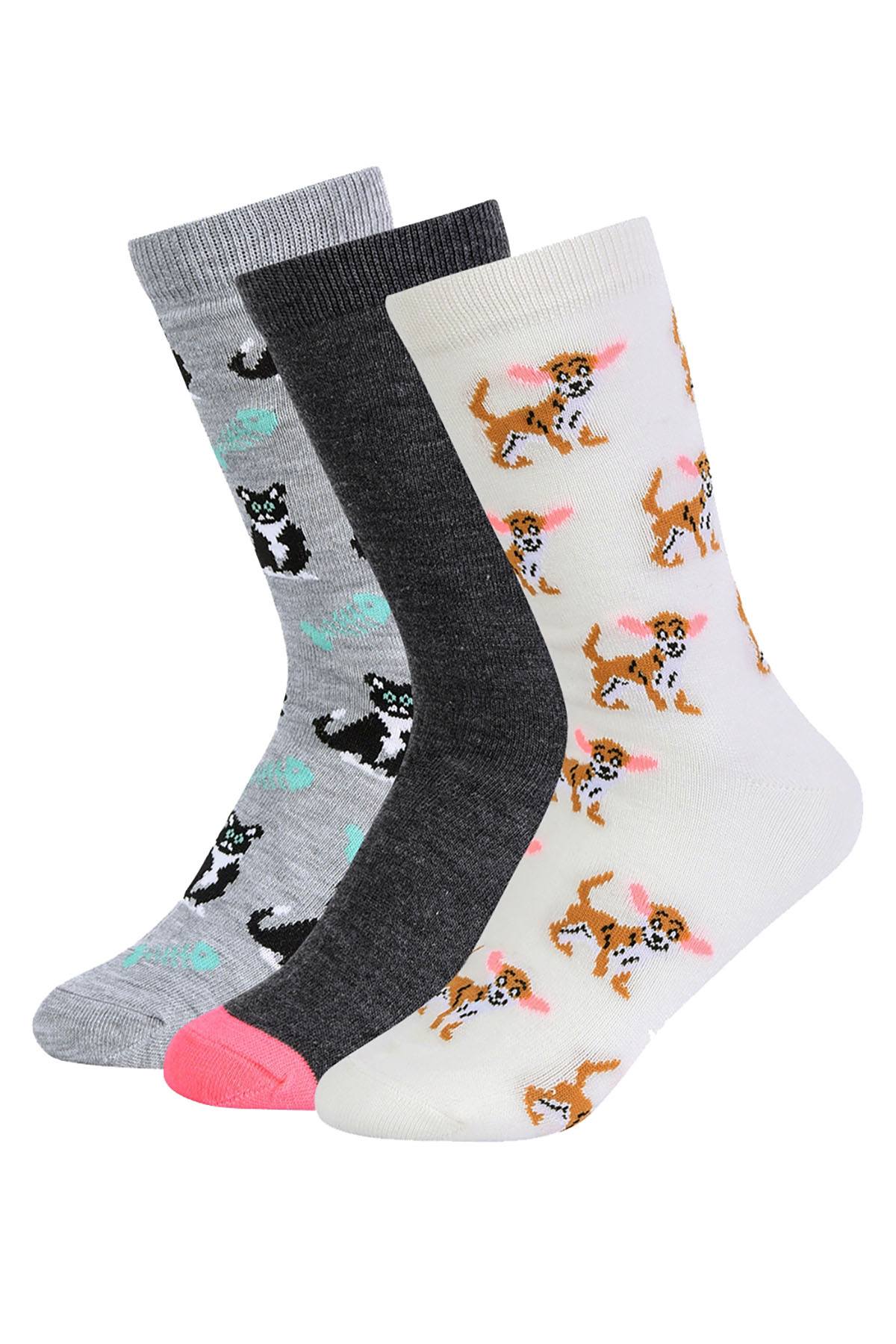 ET TU Dog/Cat Print Crew Sock 3-Pack
