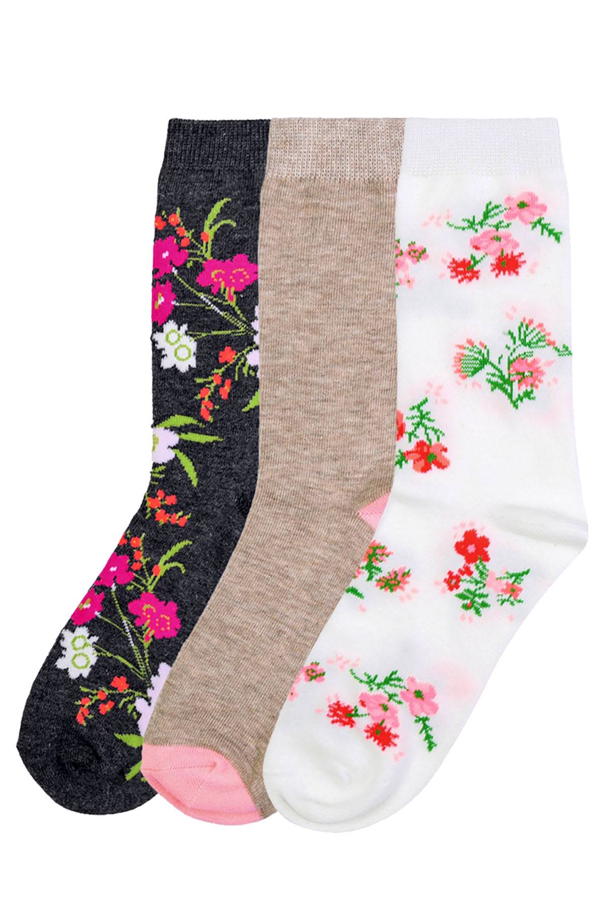 ET TU Floral Print Crew Sock 3-Pack