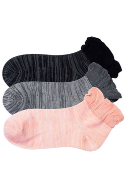 ET TU Pink/Grey/Black Ruffle Anklet Sock 3-Pack thumbnail 2