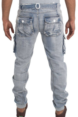 ETO Jeans Blue Bleach-Wash Rib-Cuff Combat Jean thumbnail 2