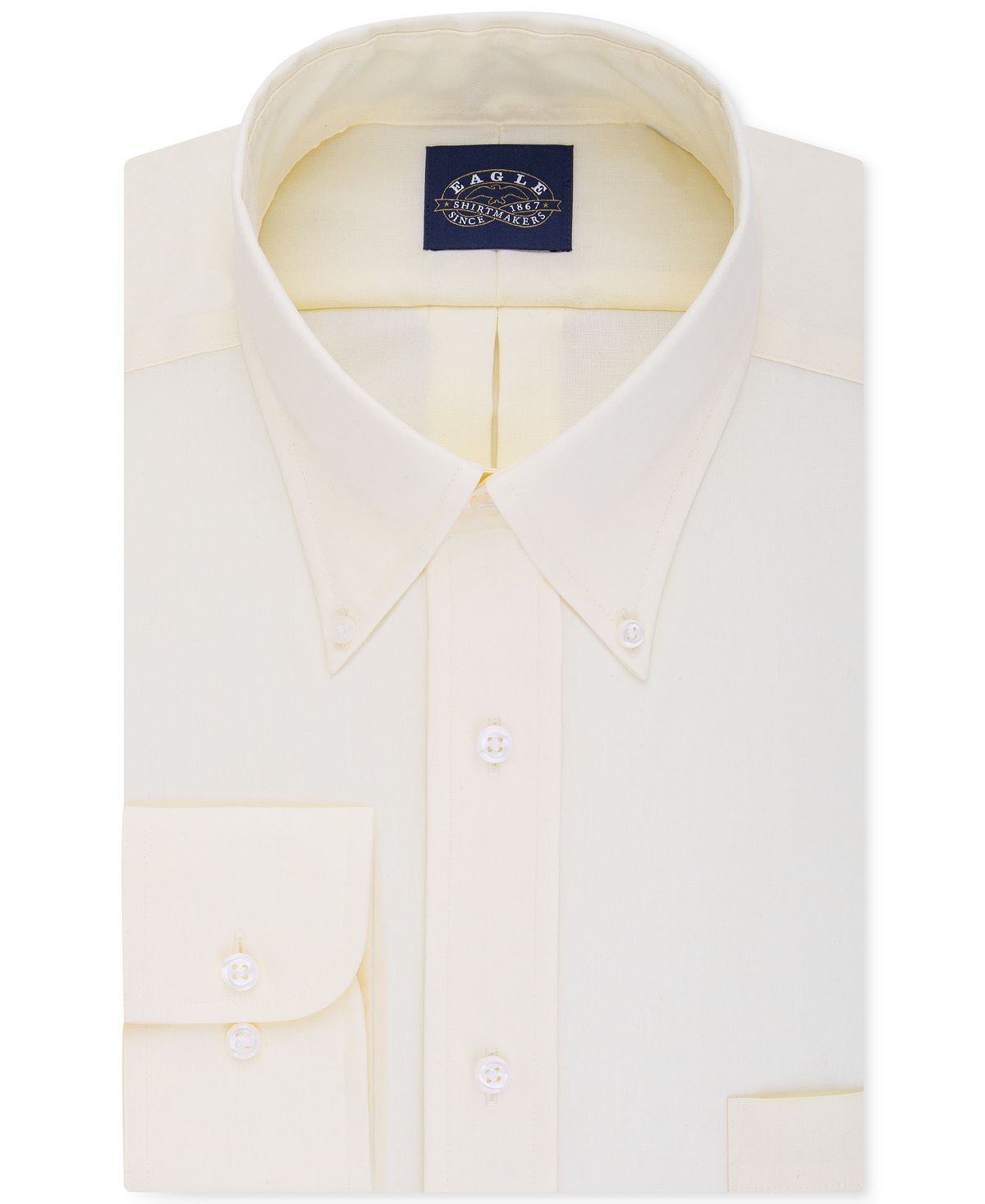 Eagle Classic-fit Stretch Collar Non-iron Solid Dress Shirt Corn Silk