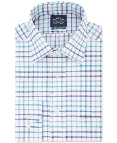 Eagle  Classic/regular-fit Non-iron Flex Collar Check Dress Shirt Blue
