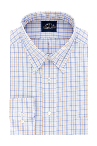 Eagle Cornflower Check Regular-Fit Non-Iron Stretch-Collar Dress Shirt