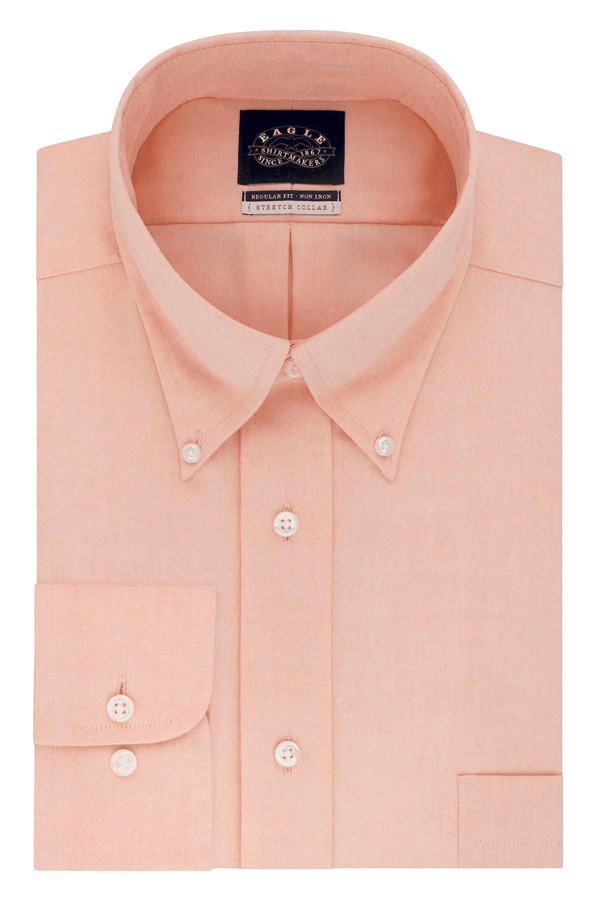 Eagle Orange Non-Iron Stretch-Collar Regular-Fit Solid Dress Shirt