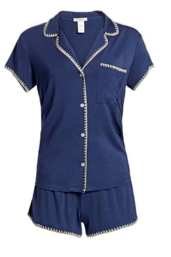 Eberjey Crown Blue / Nude Tint Frida Whip Stitch Short Modal Pj Set thumbnail 3