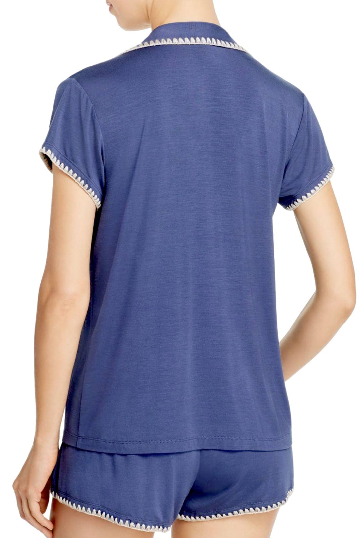 Eberjey Crown Blue / Nude Tint Frida Whip Stitch Short Modal Pj Set