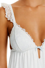 Eberjey Ivory/Bridal-Blue Rosario Modal Keyhole/Ruffle Chemise
