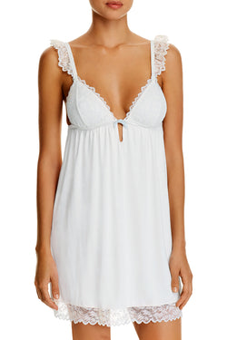 Eberjey Ivory/Bridal-Blue Rosario Modal Keyhole/Ruffle Chemise thumbnail 1