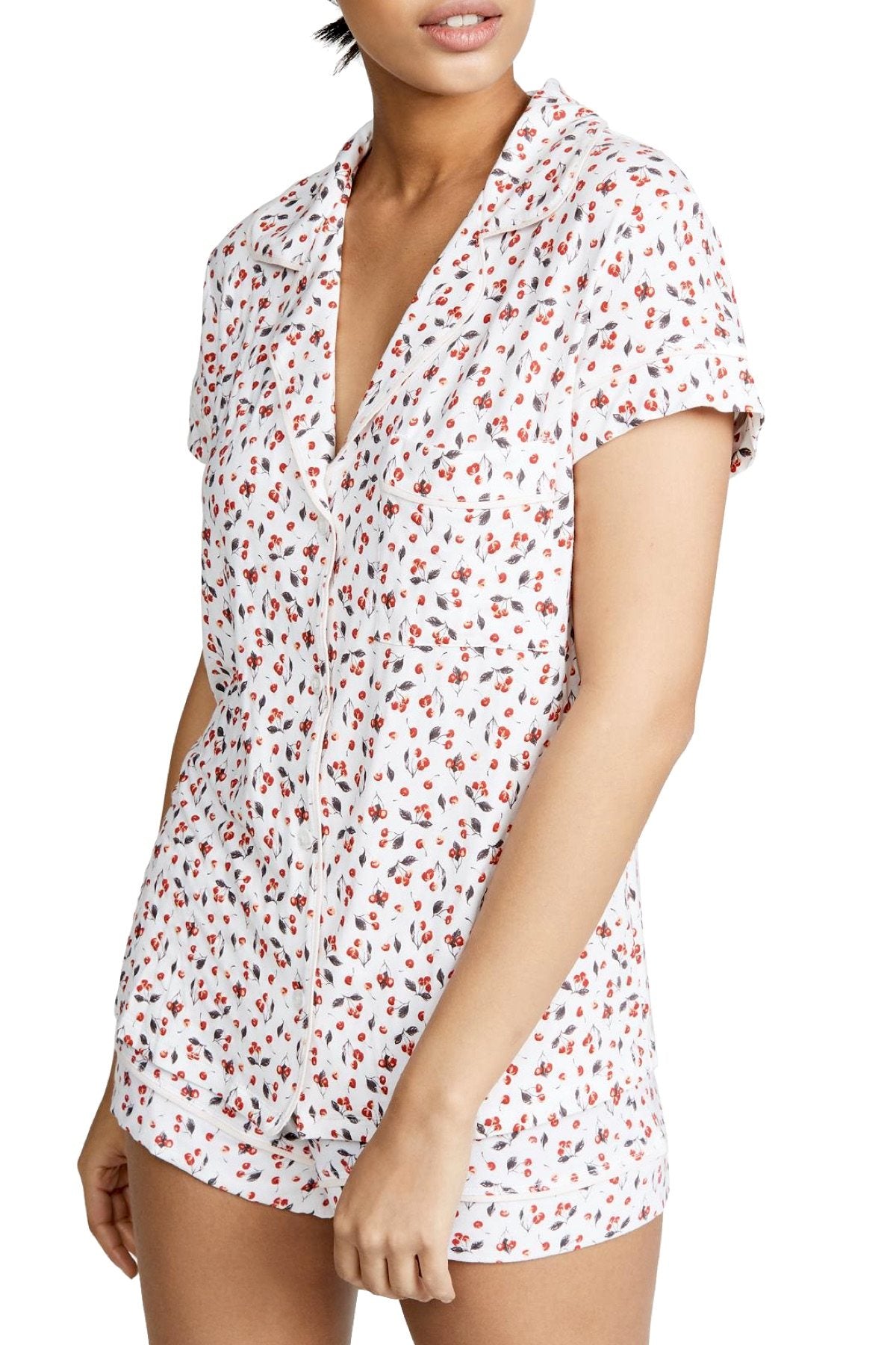 Eberjey White / Racing Red Amarena Modal Short PJ Set