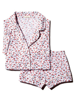 Eberjey White / Racing Red Amarena Modal Short PJ Set thumbnail 1