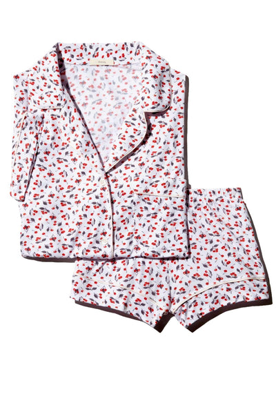 Eberjey White / Racing Red Amarena Modal Short PJ Set