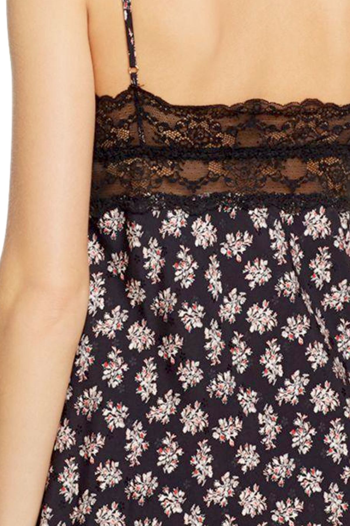 Eberjey x Rebecca Taylor Black/Floral Lou Silk Chemise