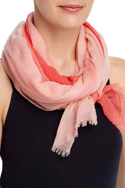Echo Hot Coral Dip Dye Lightweight Wool Wrap Scarf thumbnail 2