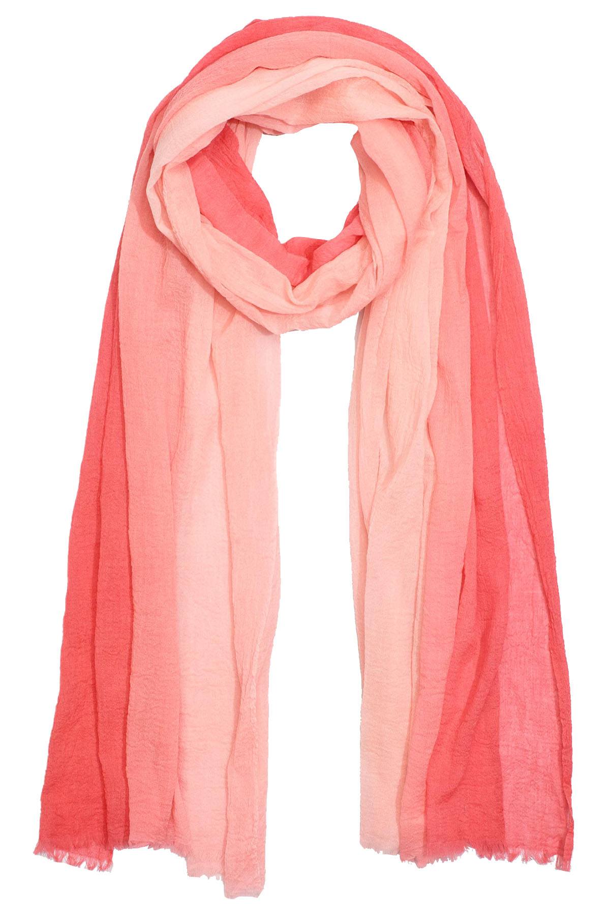 Echo Hot Coral Dip Dye Lightweight Wool Wrap Scarf