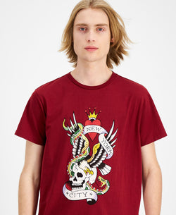 Ed Hardy Nyc Skull Graphic T-shirt Oxblood thumbnail 3