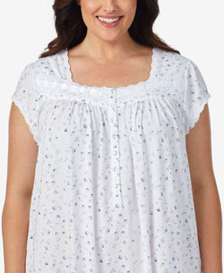 Eileen West Cotton Lace-trim Jersey Knit Nightgown Sm Flora thumbnail 3