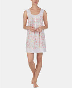 Eileen West Eyelet Trim Floral Print Cotton Nightgown in Watercolor thumbnail 2