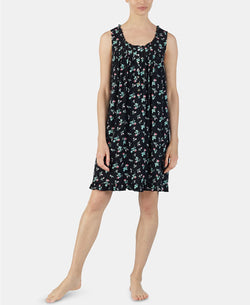 Eileen West Flower Print Jersey Knit Modal Chemise in Black thumbnail 2
